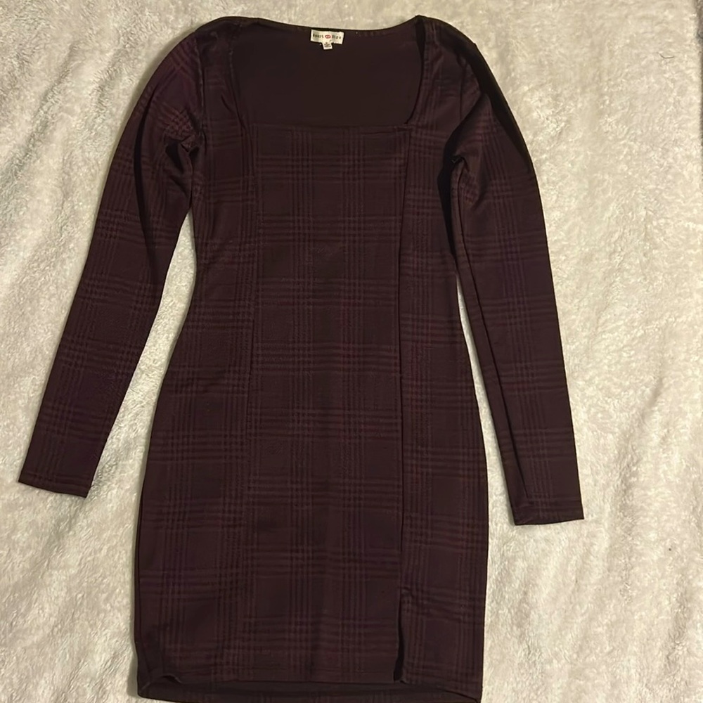 Checkered long sleeve dress